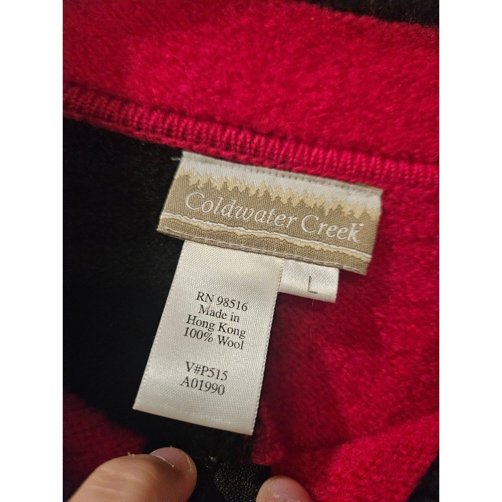 Coldwater Creek 100% Wool Zip Cardigan Sweater Women Large Colorblock Geometric‎ - Picture 2 of 5